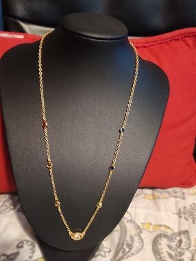 Kurt Geiger Multi-color Station Necklace Gold Tone